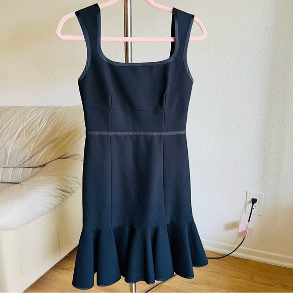 Cinq A Sept Black Willa Ruffle Hem Dress Size 4 - Picture 3 of 11